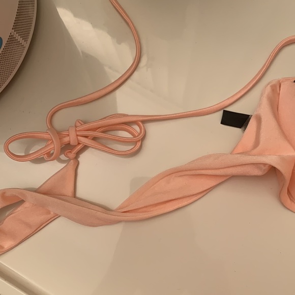 Push-Up Bandeau Swim Top- Blush Pink with Black Jewels 36D - Picture 3 of 5